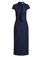 Wool-Blend Tieneck Cocktail Dress