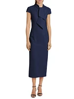 Wool-Blend Tieneck Cocktail Dress