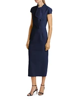 Wool-Blend Tieneck Cocktail Dress