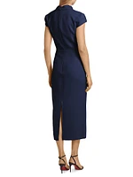 Wool-Blend Tieneck Cocktail Dress