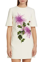 Chrysanthemum Wool-Blend Shift Dress