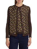 Chain Silk Twill Cardigan