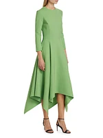 Wool Handkerchief Hem Midi-Dress