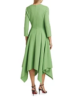 Wool Handkerchief Hem Midi-Dress