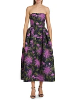 Chrysanthemum Faille Strapless Cocktail Dress