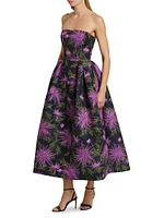 Chrysanthemum Faille Strapless Cocktail Dress