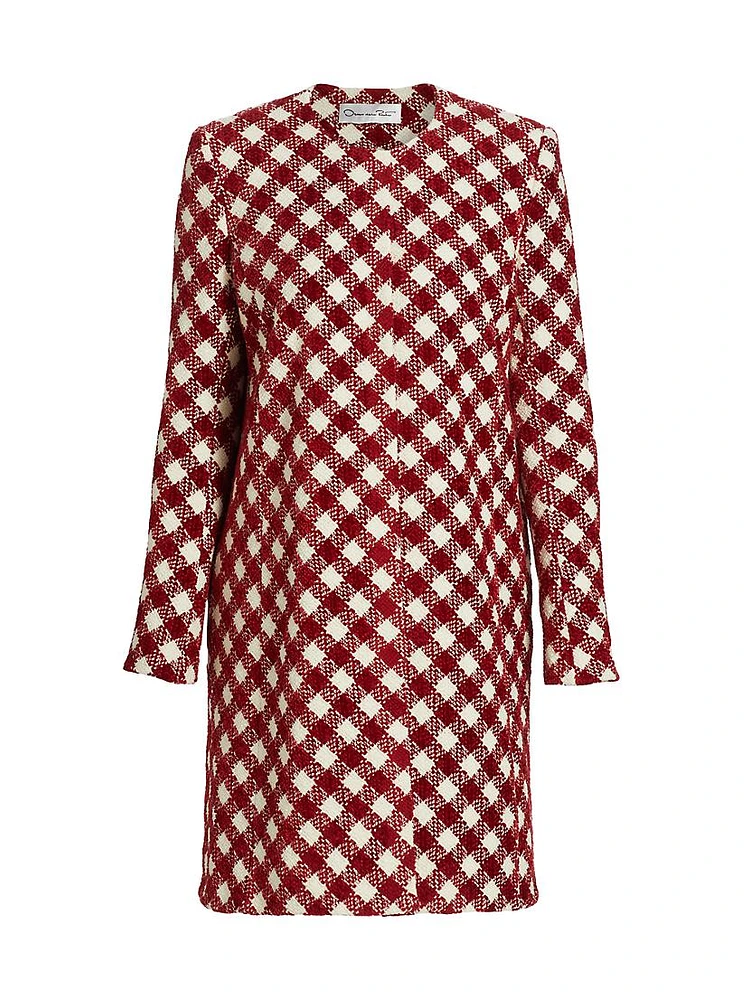 Chenille Check Tweed Long Jacket