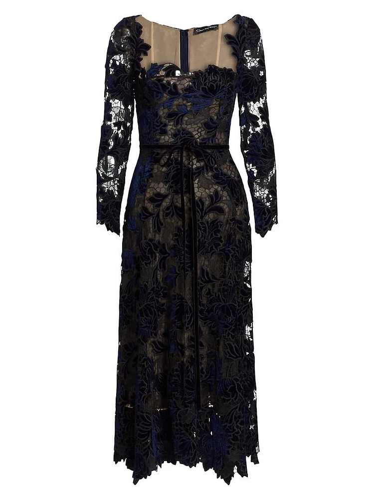 Velvet Gupure Lace Cocktail Dress