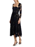 Velvet Gupure Lace Cocktail Dress