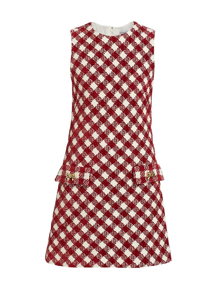 Chenille Check Tweed Shift Dress