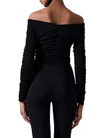 Ruched Notch Off-the-Shoulder Top