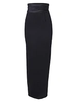 Cummerbund Waist Long Pencil Skirt