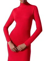 Wool Turtleneck Body-Con Midi-Dress