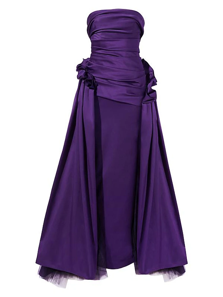 Draped Column Gown & Gathered Overskirt