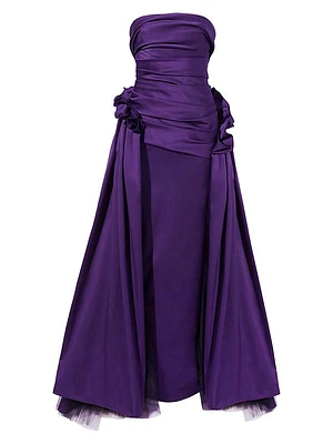 Draped Column Gown & Gathered Overskirt