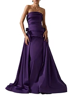 Draped Column Gown & Gathered Overskirt