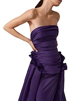 Draped Column Gown & Gathered Overskirt