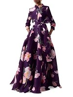 Floral Silk Trench Gown