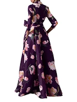 Floral Silk Trench Gown