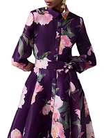 Floral Silk Trench Gown