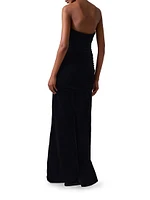 Velvet Strapless Ruched Gown