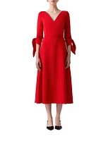 Tie-Sleeve Midi-Dress