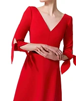 Tie-Sleeve Midi-Dress