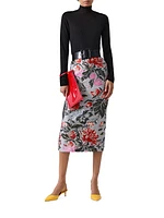 Floral Jacquard Midi-Skirt