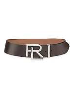 Leather Logo-Buckle Belt