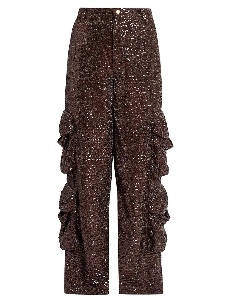 Sequin Baggy Cargo Pants