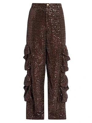 Sequin Baggy Cargo Pants