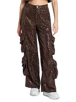 Sequin Baggy Cargo Pants