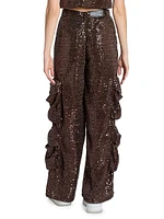 Sequin Baggy Cargo Pants