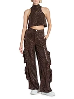 Sequin Baggy Cargo Pants