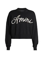 Wool MA Swirl Logo Crewneck Sweater