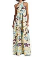 Veronica Abstract Halter Maxi Dress