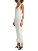 Clementine Bouclé Fringe Maxi Dress