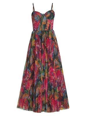 Brianna Floral Pleated Gown