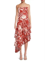 Vanina Floral Strapless Midi-Dress