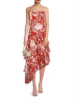 Vanina Floral Strapless Midi-Dress