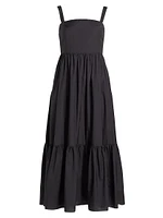 Cotton-Blend Tiered Midi-Dress