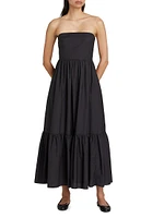 Cotton-Blend Tiered Midi-Dress