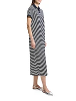 Striped Jersey Polo Midi-Dress