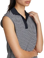 Sleeveless Strip Polo T-Shirt