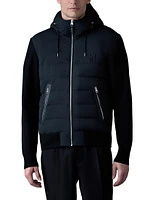 Andrew Hooded Mixed-Media Down Coat