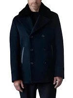 Cole Wool Double-Breasted Shearling-Collar Jacket