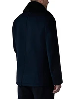 Cole Wool Double-Breasted Shearling-Collar Jacket