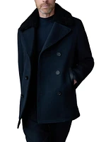 Cole Wool Double-Breasted Shearling-Collar Jacket