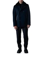 Cole Wool Double-Breasted Shearling-Collar Jacket