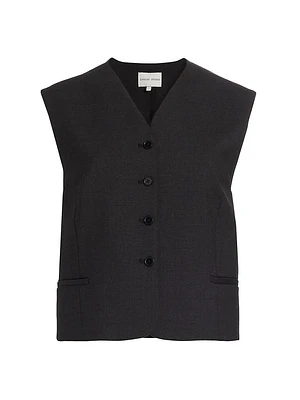 Stretch-Wool V-Neck Vest